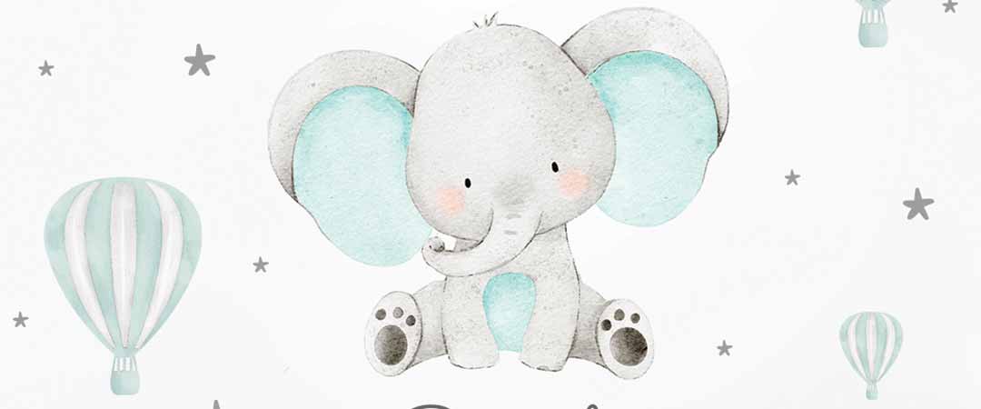 Elefante, globos y estrellas