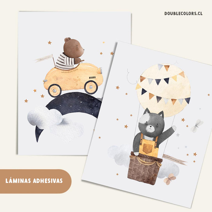Láminas adhesivas animalitos soñadores M2