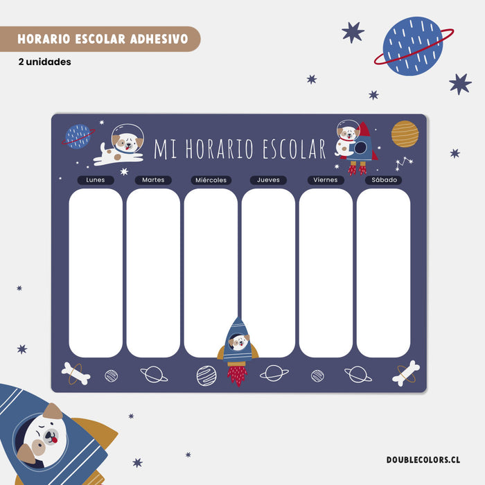 Horario escolar "Perrito astronauta"