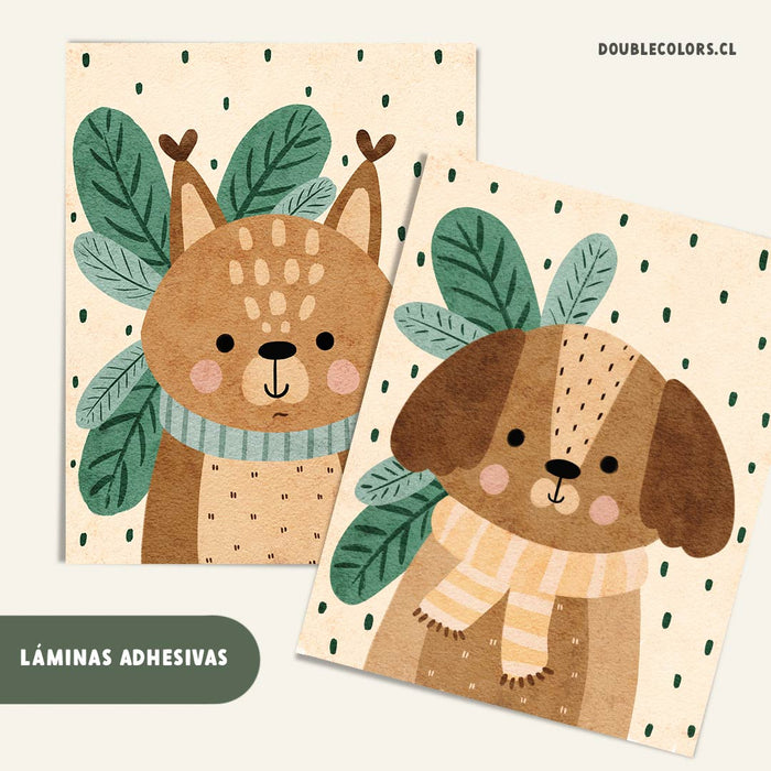 Láminas adhesivas "Lince y perrito"