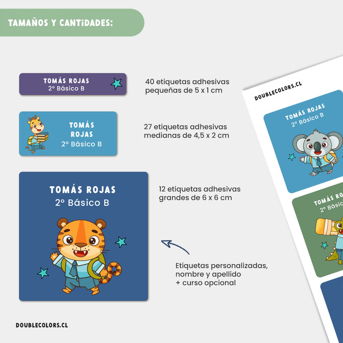 Etiquetas escolares "Animalitos de la escuela"