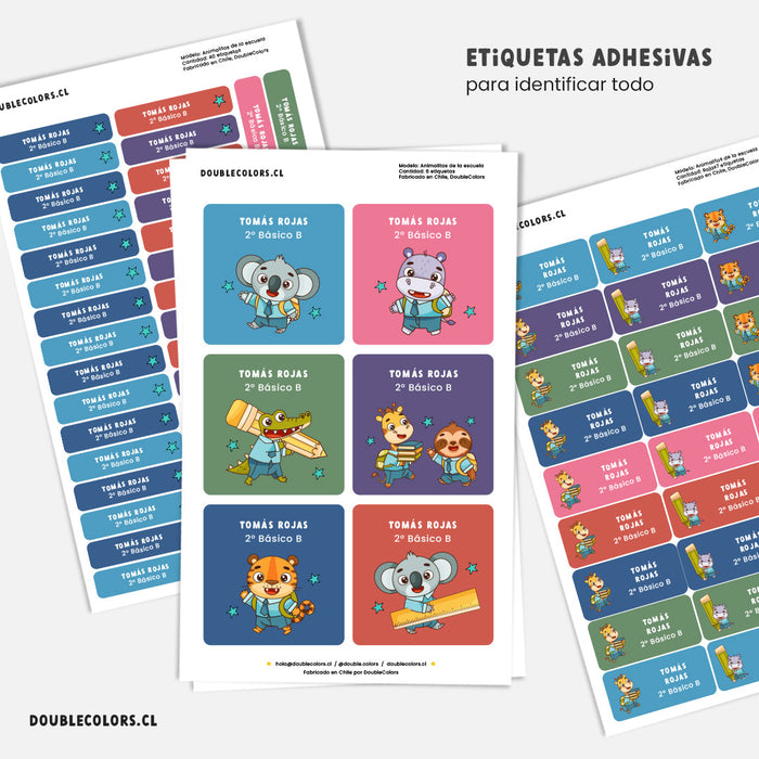 Etiquetas escolares "Animalitos de la escuela"