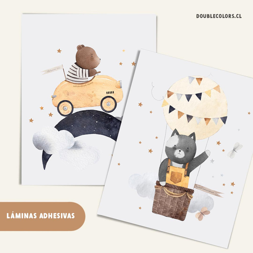 Láminas adhesivas animalitos soñadores M2