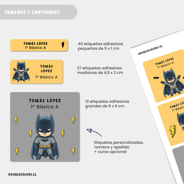Etiquetas escolares "Batman"