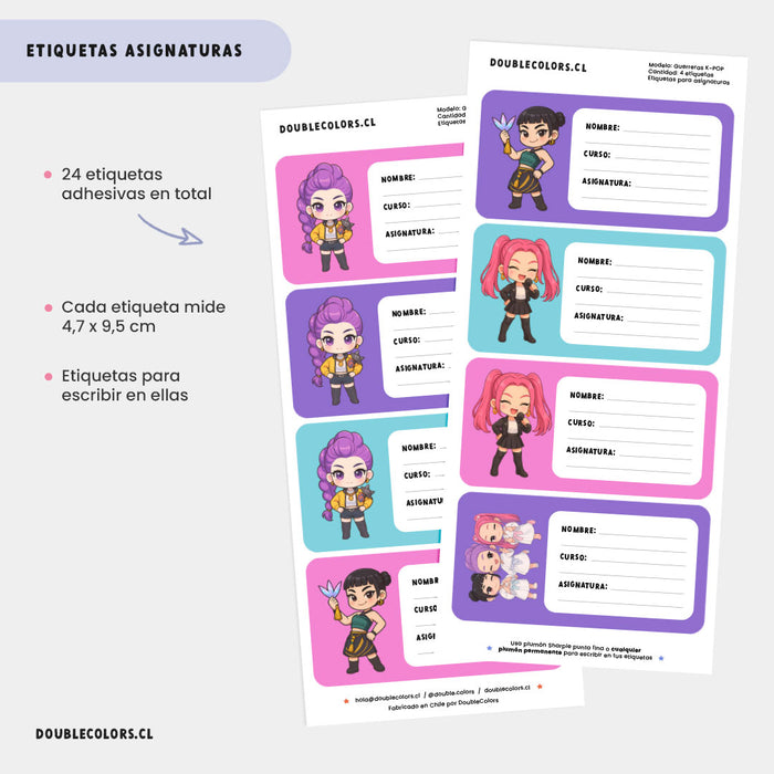 Etiquetas asignaturas "Guerreras K-POP"