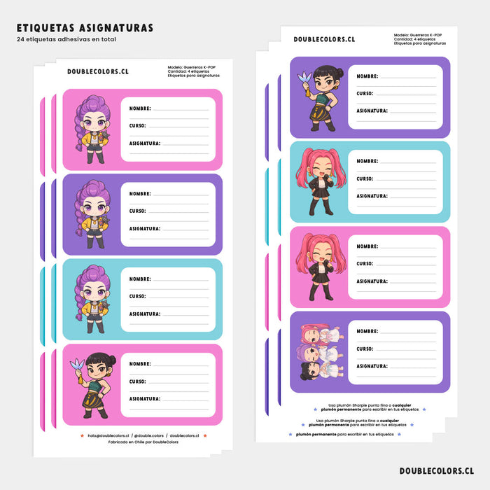 Etiquetas asignaturas "Guerreras K-POP"