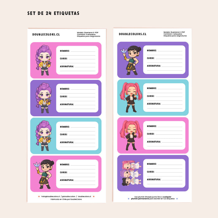 Etiquetas asignaturas "Guerreras K-POP"