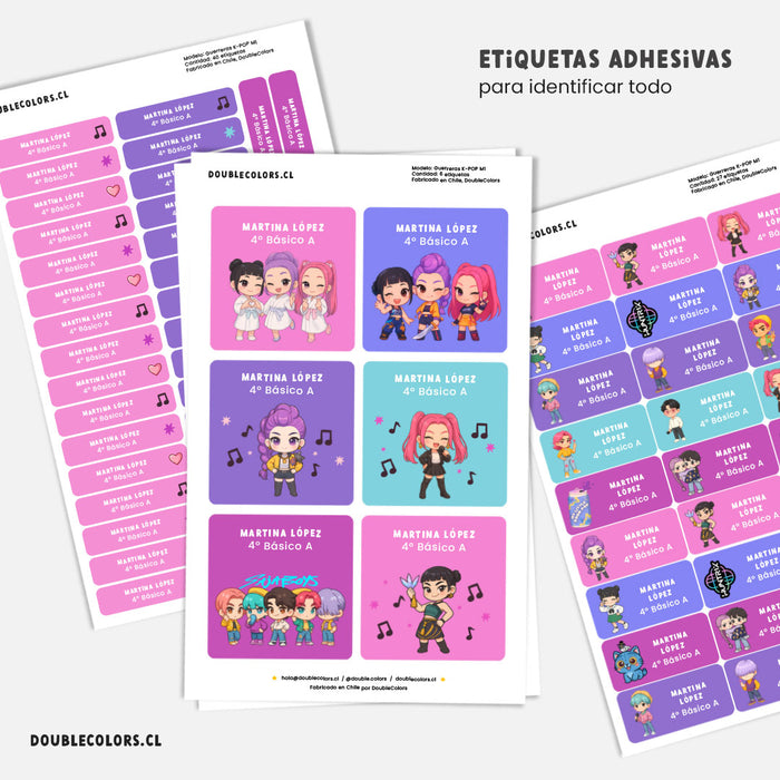 Etiquetas escolares "Guerreras K-POP" M1