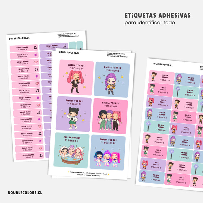 Etiquetas escolares "Guerreras K-POP" M2