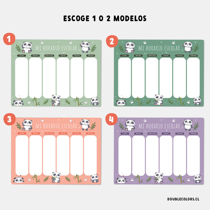 Horario escolar "Osos panda"