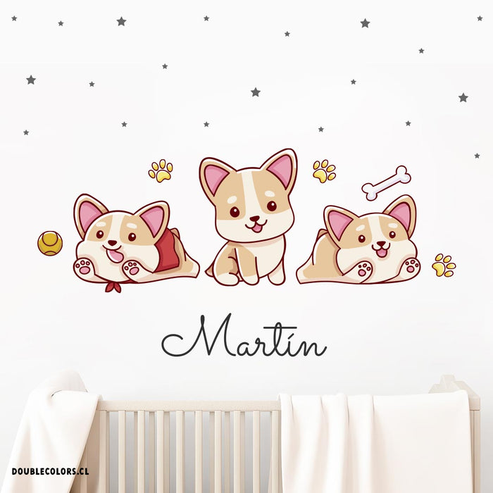 Perritos Corgi y estrellas