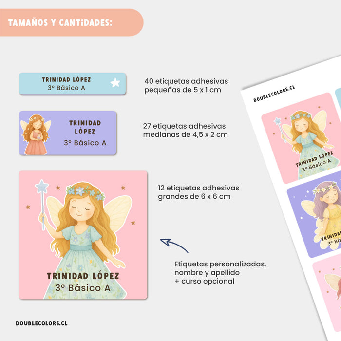 Etiquetas escolares "Hadas magicas"