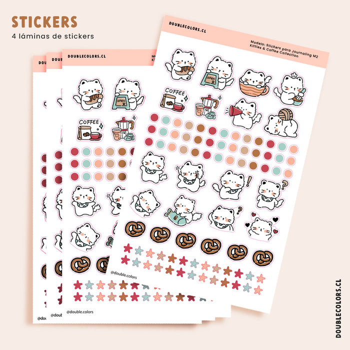 "Stickers para Journaling M2" - Kitties & Coffee Collection