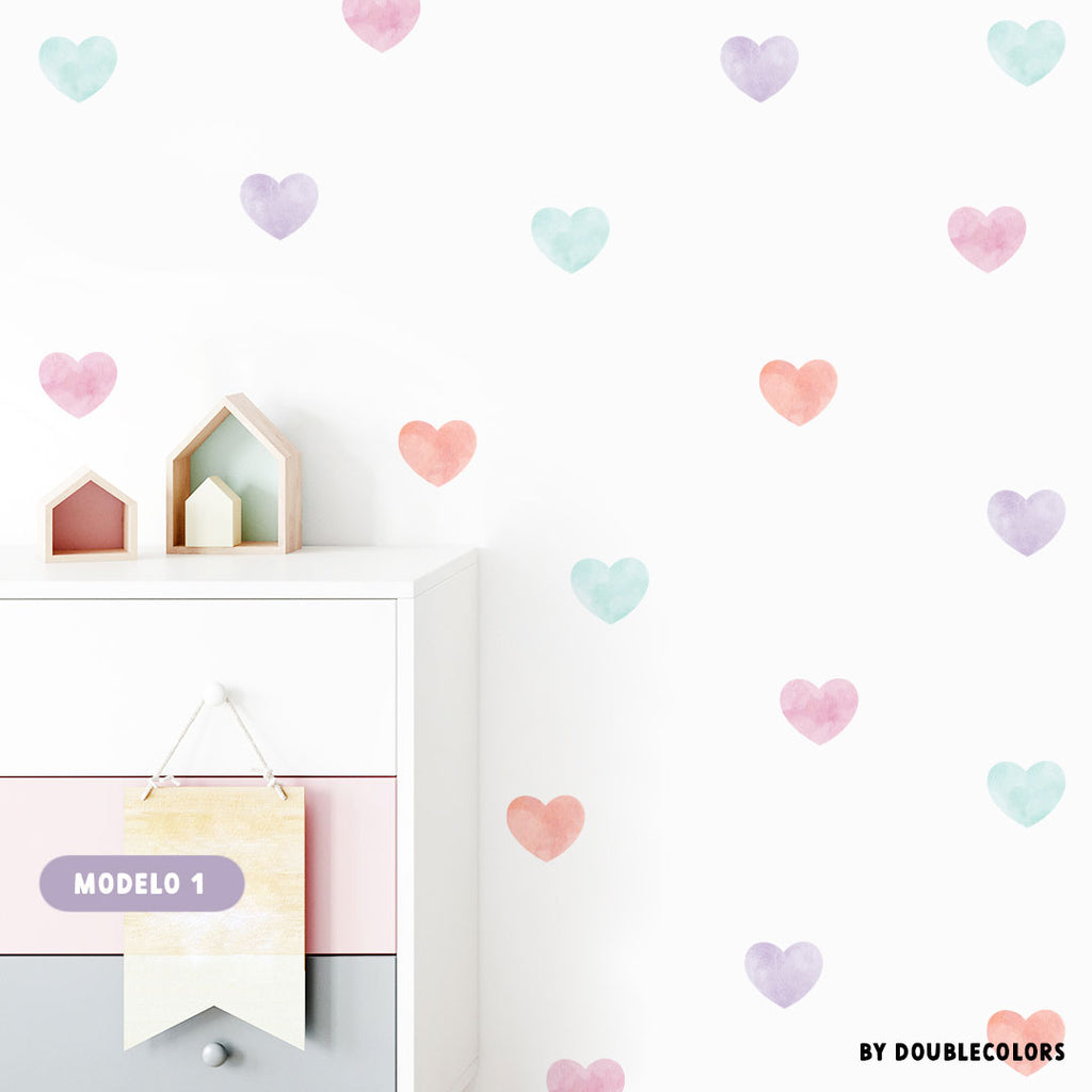 Corazones de acuarelas